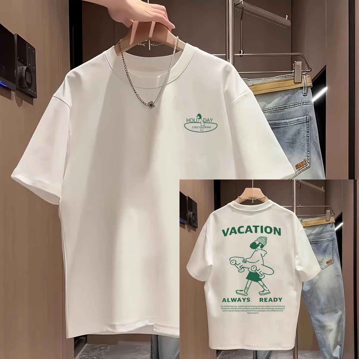 Streetwear Brand Slogans - T-shirt décontracté tendance avec imprimé figuratif