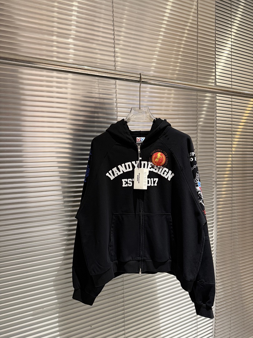Streetwear Brand Slogans - Sweat à capuche zippé co-marqué Fashion