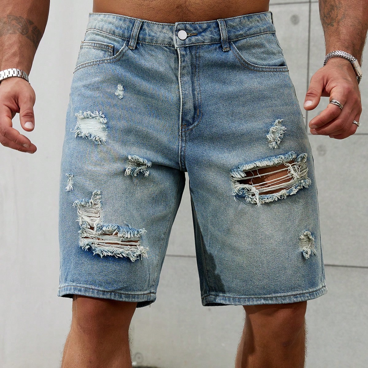Streetwear Brand Shorts - Short en jean déchiré pour homme,