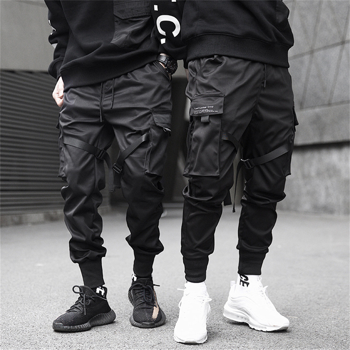 Streetwear Brand Jacket - Pantalon Cargo Hip Hop noir, polyvalent,