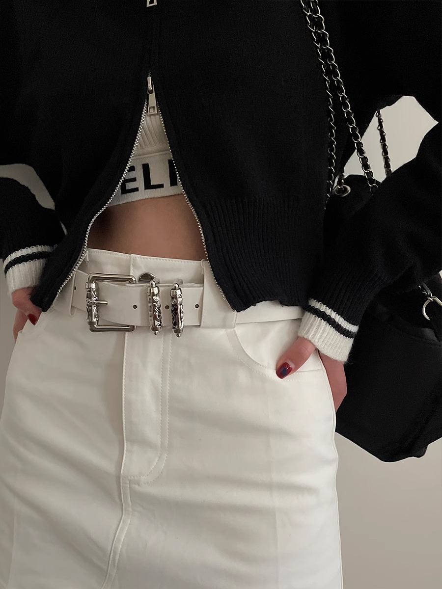 Off White Belt - Ceinture de personnalité rétro pour femme,