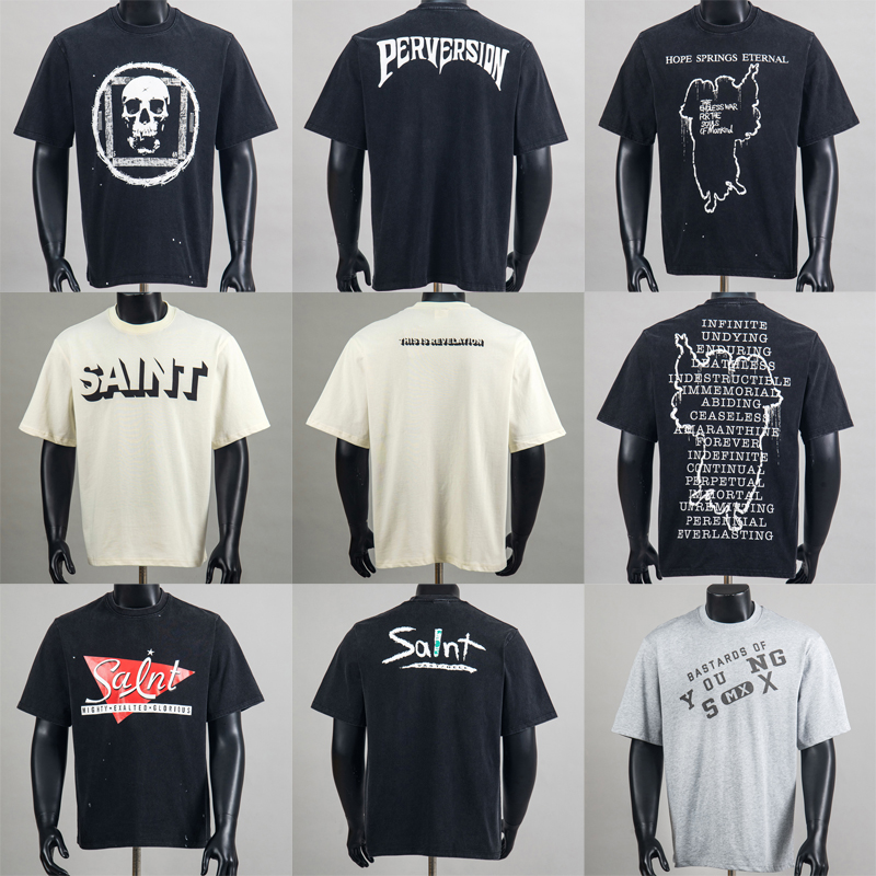 Streetwear Brand Trends - T-shirt Saint rétro américain délavé et