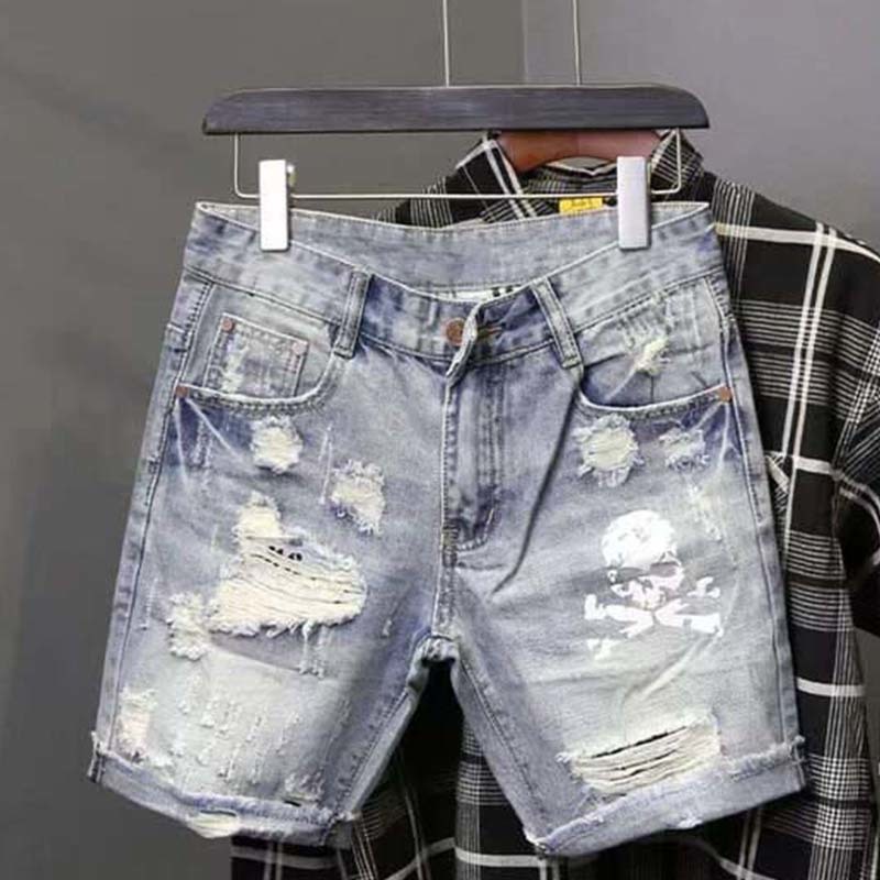 Streetwear Brand Shorts - Été hommes usé perle trou mendiant