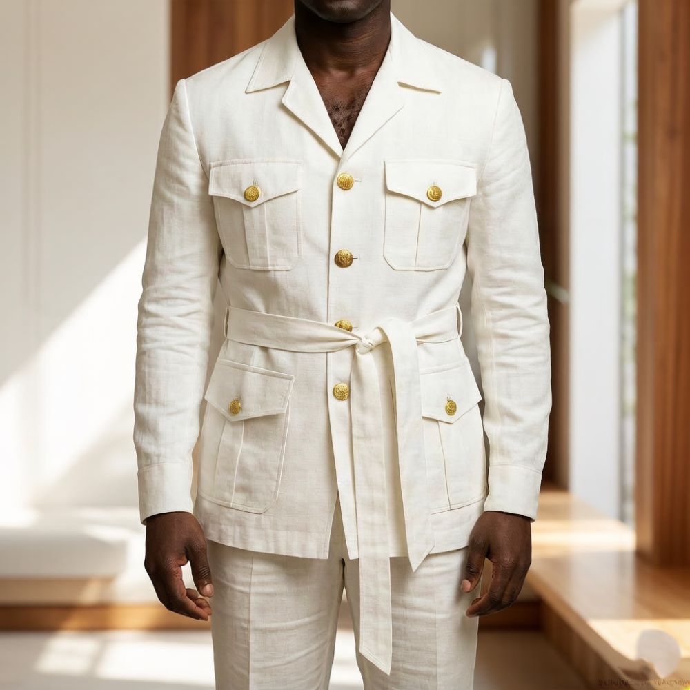 Costume de safari en lin blanc - Off White Belt avis et prix